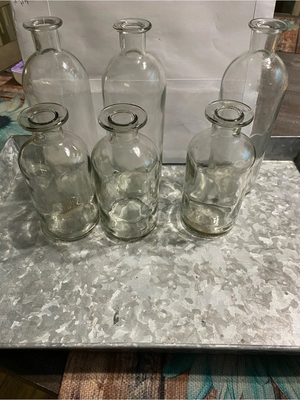Clear Glass Decorative Vases - Set of 6